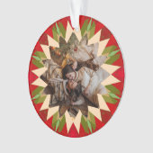 Custom Red Green Christmas Star Photo Gift Tree Ornament (Vorderseite)
