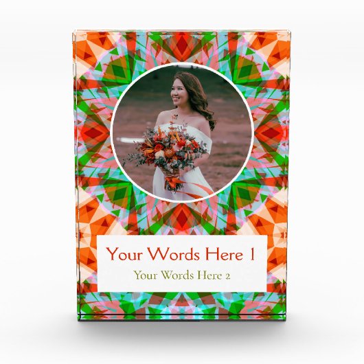 Custom Red Green Christmas Star Wedding Newlyweds Fotoblock (Vorderseite)