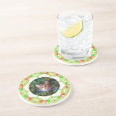 Custom Red Green Orange Frohe Weihnachtsmann Foto Getränkeuntersetzer (Seite)