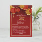 Custom Red Happy Cinese New Year Dinner Einladung (Stehend Vorderseite)