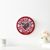 Custom Red Heart Photo Wall Clock Runde Wanduhr (Zuhause)
