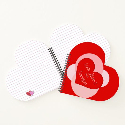 Custom Red Heart Valentine's Heart Shaped Notizblock (Innenseite)