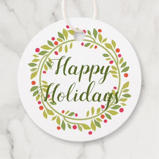 Custom Red Holly Berries Green Blätter Geschenkanhänger (Rückseite)