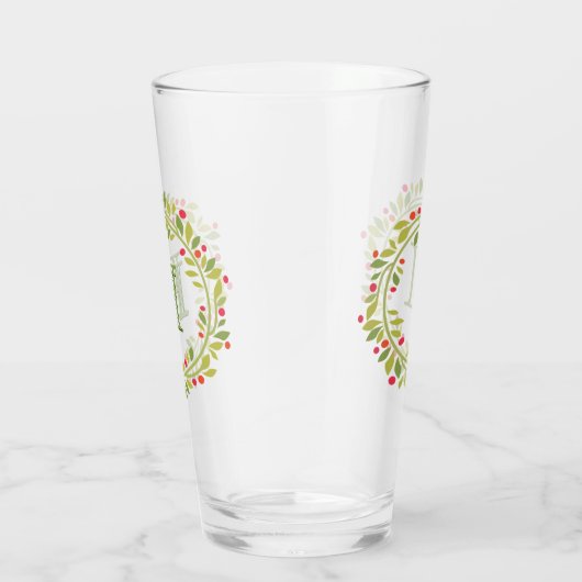 Custom Red Holly Berries Green Blätter Kranz Glas (Rechts)