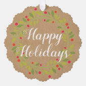 Custom Red Holly Berries Green Blätter Ornament Karte (Vorderseite)