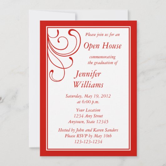 Custom Red Invitation - Elegant Geblüht Einladung (Vorderseite)