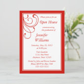 Custom Red Invitation - Elegant Geblüht Einladung (Stehend Vorderseite)