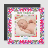 Custom Red Jolly Festive Christmas Foto Geschenkka Magnetkarte (Vorne/Hinten)