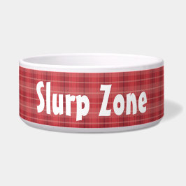 Custom Red Kariert "Slurp Zone" Pet Napf