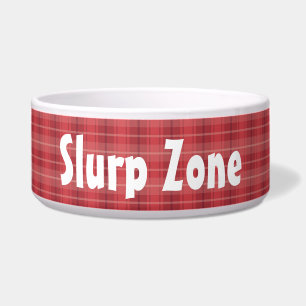 Custom Red Kariert "Slurp Zone" Pet Napf