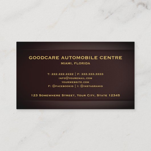 Custom Red Maroon Gold Automotive Beruflich Visitenkarte (Rückseite)