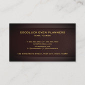 Custom Red Maroon Gold Event Management Profession Visitenkarte (Rückseite)