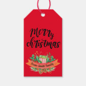 Custom Red Merry Christmas Personalisiert Geschenkanhänger (Vorderseite)