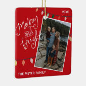 Custom Red Merry und Helle Weihnachtslicht Foto Keramikornament (Rechts)