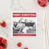 Custom Red Merry Weihnachts-Foto Paper Napkins Serviette (Beispiel)