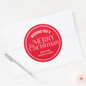 Custom Red Merry Weihnachtskleber Runder Aufkleber (Umschlag)