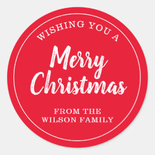 Custom Red Merry Weihnachtskleber Runder Aufkleber