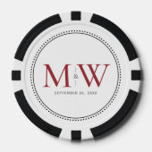Custom Red Mit Monogramm Wedding Date Pokerchips (Vorderseite)