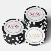Custom Red Mit Monogramm Wedding Date Pokerchips (Stapel)