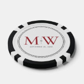 Custom Red Mit Monogramm Wedding Date Pokerchips (Einzeln)