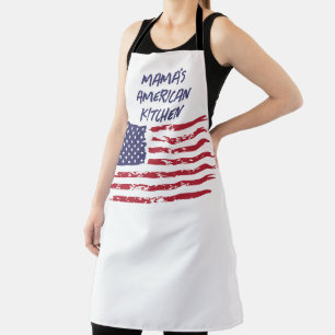 Custom Red & Navy American Flag Kitchen Adult Schürze