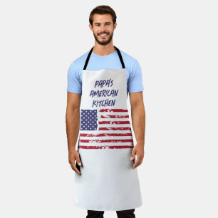 Custom Red & Navy American Flag Kitchen Adult Schürze
