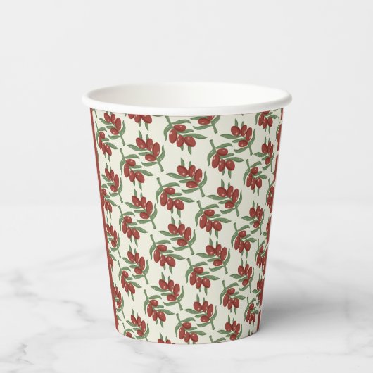 Custom Red Olive Muster Paper Cup Pappbecher (Rückseite)