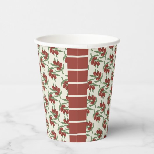 Custom Red Olive Muster Paper Cup Pappbecher (Rechts)
