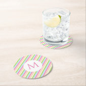 Custom Red Pink Yellow Blue Green White Stripes Runder Pappuntersetzer (Vor Ort)