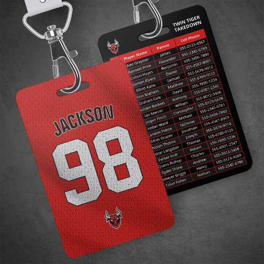 Custom Red Player Team Roster Card Sport Abzeichen Ausweis