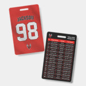 Custom Red Player Team Roster Card Sport Abzeichen Ausweis (Vorder- & Rückseite)