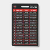 Custom Red Player Team Roster Card Sport Abzeichen Ausweis (Rückseite)