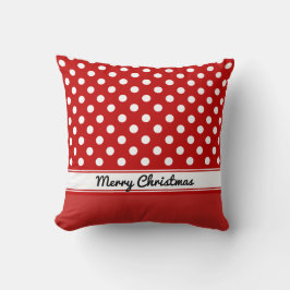 Custom Red Polka Dots Red Base Frohe Weihnachten Kissen