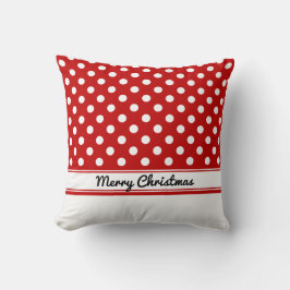 Custom Red Polka Dots White Base Frohe Weihnachten Kissen