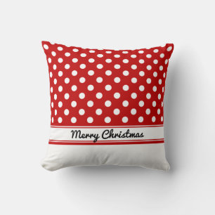 Custom Red Polka Dots White Base Frohe Weihnachten Kissen