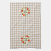 Custom Red Poppies White Yellow Daisies Wreath Geschirrtuch (Vertikal)