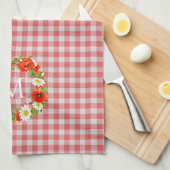 Custom Red Poppies White Yellow Daisies Wreath Geschirrtuch (Viertel Falte)