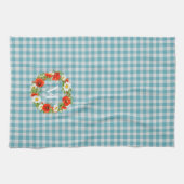 Custom Red Poppies White Yellow Daisies Wreath Geschirrtuch (Horizontal)