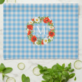 Custom Red Poppies White Yellow Daisies Wreath Geschirrtuch (Gefaltet)