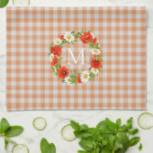 Custom Red Poppies White Yellow Daisies Wreath Geschirrtuch (Gefaltet)