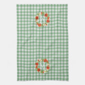 Custom Red Poppies White Yellow Daisies Wreath Geschirrtuch (Vertikal)