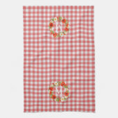 Custom Red Poppies White Yellow Daisies Wreath Geschirrtuch (Vertikal)