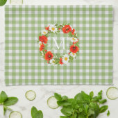 Custom Red Poppies White Yellow Daisies Wreath Geschirrtuch (Gefaltet)
