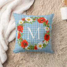 Custom Red Poppies White Yellow Daisies Wreath