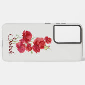 Custom Red Poppy Blume Rufous Hummingbird Bird Samsung Galaxy Hülle (Linke Seite)