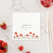 Custom Red Poppy Garden Floral Brautparty Serviette (Beispiel)