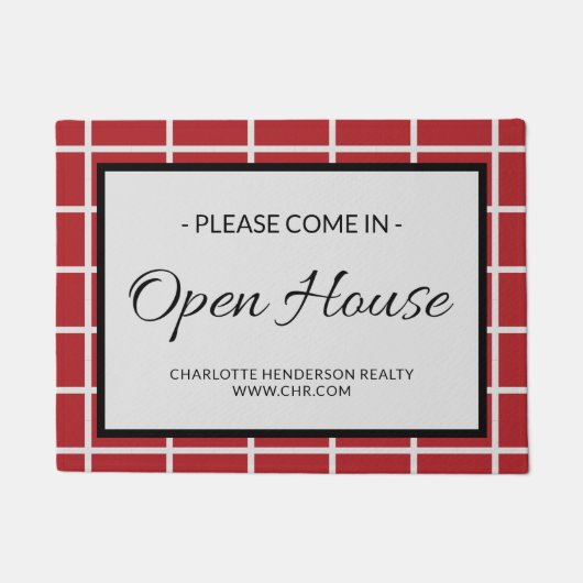 Custom Red Real Anwesen Open House Doormat Fußmatte (Vorderseite)