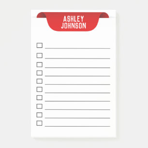 Custom Red Ribbon Name Tag Post-it Klebezettel