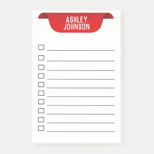 Custom Red Ribbon Name Tag Post-it Klebezettel (Vorderseite)