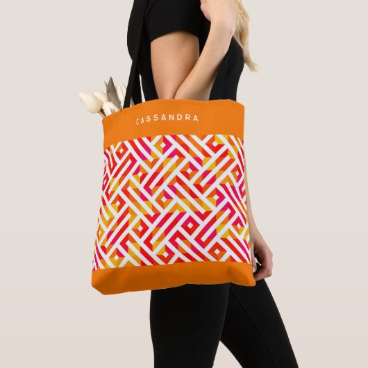 Custom Red Roink Orange Yellow Retro Art Muster Tasche (Von Nahem)